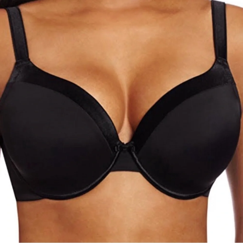 CARNIVAL 512 Black Molded‎ Tuxedo Low Plunge Full Figure Underwire Bra Sz 46DD - Picture 2 of 13